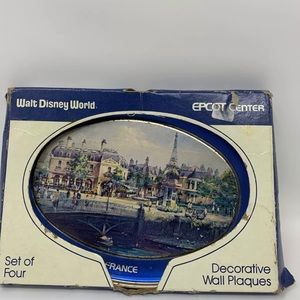 Set of 4 Walt Disney World Epcot Center Decorative Metal Wall Plaques 1982